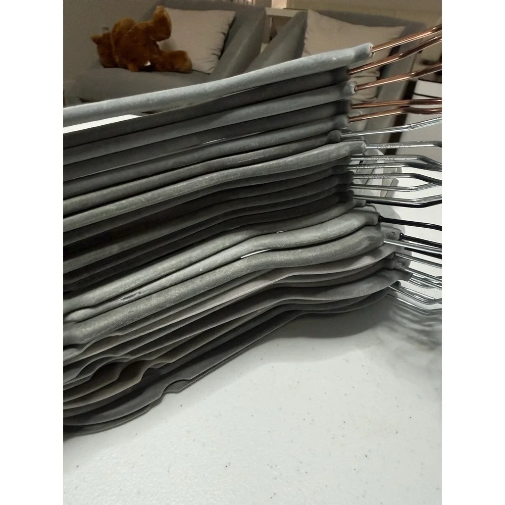 26 PCS Grey Velvet Hangers for Coat Pants Non-Slip Notched Slim Clothes Hangers